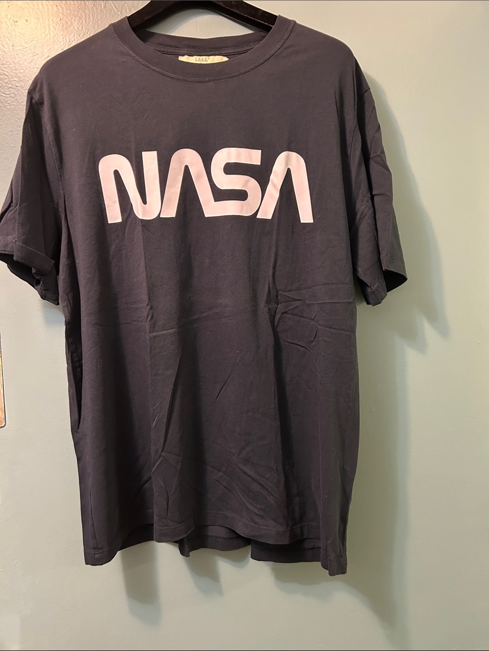 H&M Black T-Shirt with White NASA Logo